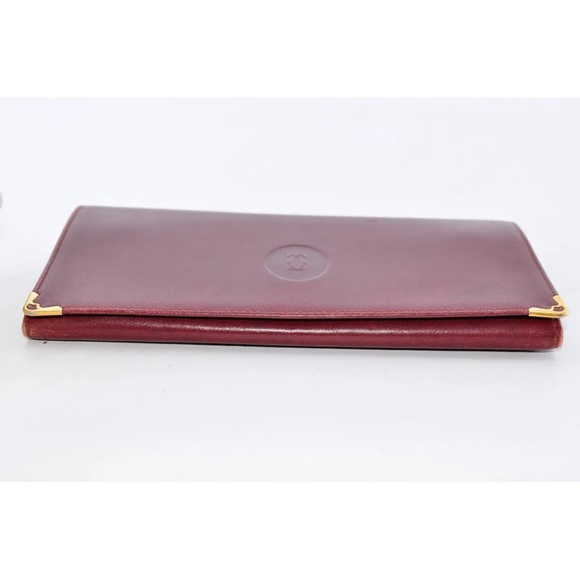 $3 start Auth Cartier Mastline Clasp Long clutch/ Wallet Bi-Fold Leather GUC - Picture 4 of 15